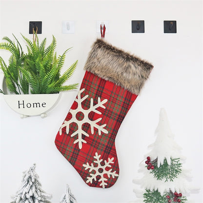 ELECTROPRIME CX20202 Christmas Snowflake Plush Sock Gift Bag Christmas Tree Pendant Decoration