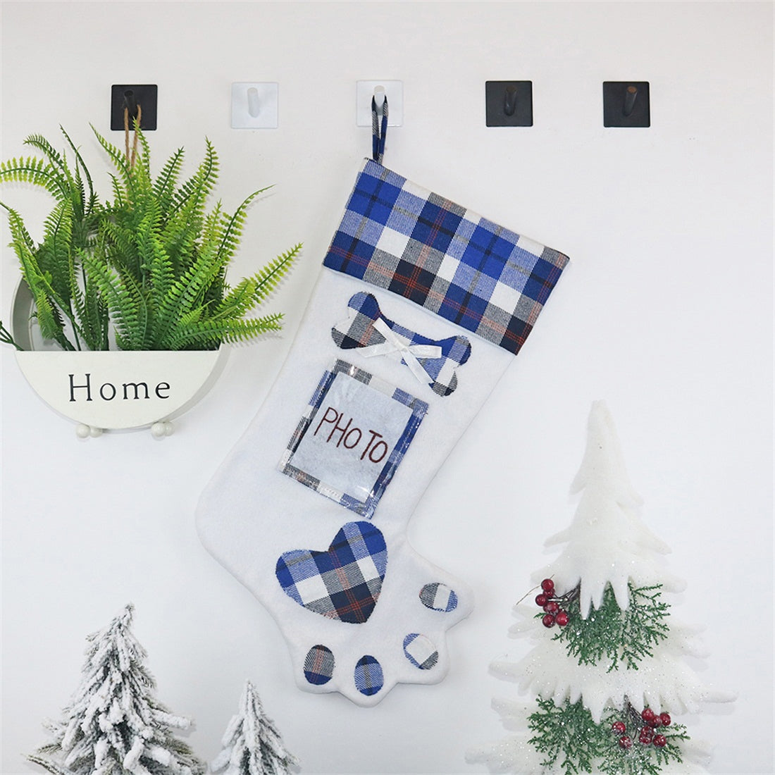 ELECTROPRIME CX20203 Creative Dog Paw Christmas Sock Gift Bag Christmas Tree Pendant Decoration(Blue)