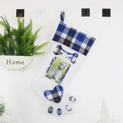 ELECTROPRIME CX20203 Creative Dog Paw Christmas Sock Gift Bag Christmas Tree Pendant Decoration(Blue)