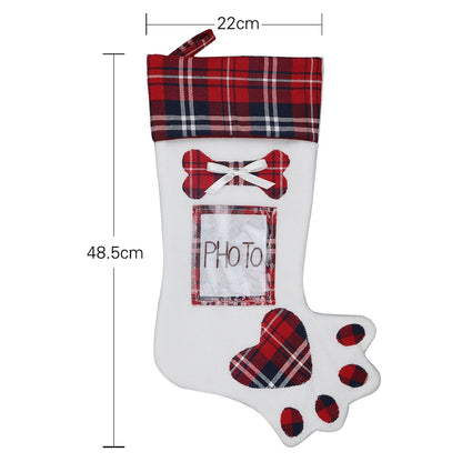 ELECTROPRIME CX20203 Creative Dog Paw Christmas Sock Gift Bag Christmas Tree Pendant Decoration(Red)