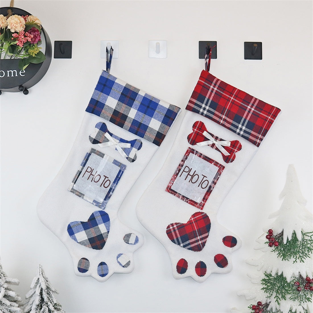 ELECTROPRIME CX20203 Creative Dog Paw Christmas Sock Gift Bag Christmas Tree Pendant Decoration(Red)