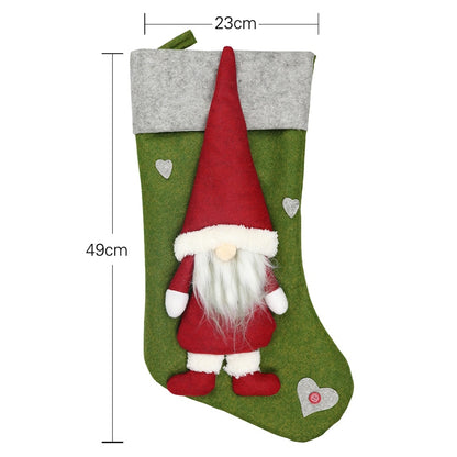 ELECTROPRIME CX20204 Faceless Doll Christmas Sock Gift Bag Christmas Tree Pendant Decoration(Green)