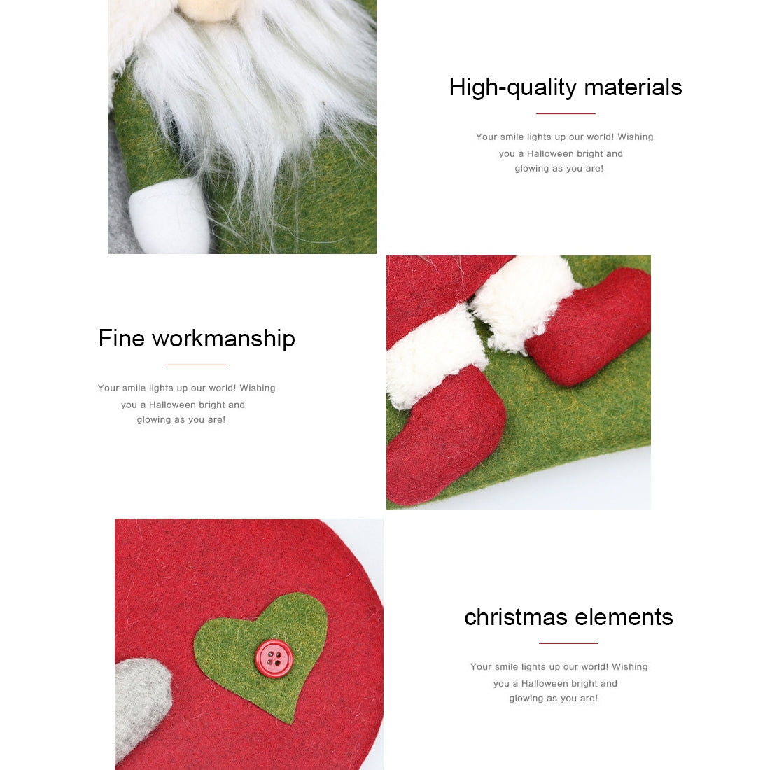 ELECTROPRIME CX20204 Faceless Doll Christmas Sock Gift Bag Christmas Tree Pendant Decoration(Red)