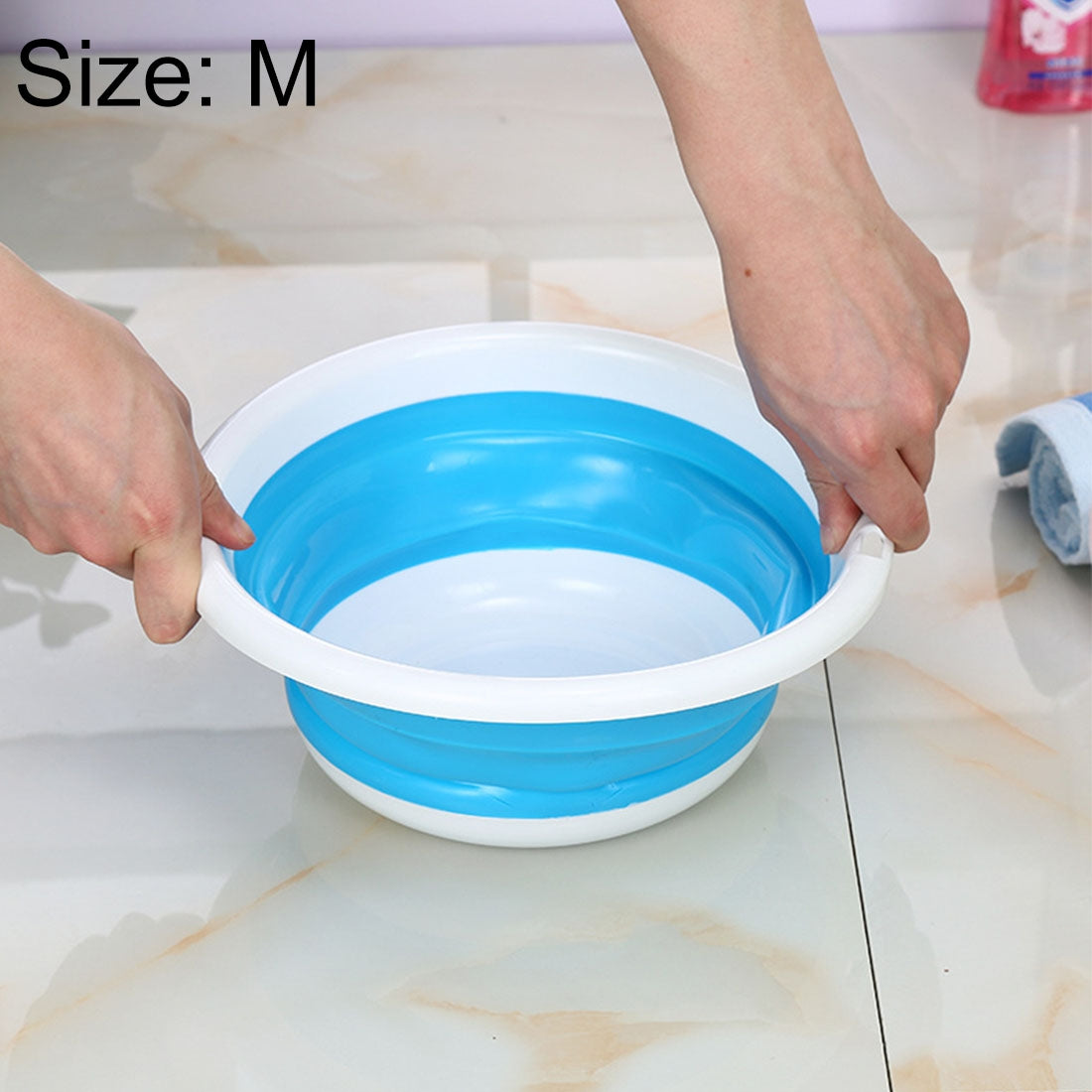 ELECTROPRIME Home Portable Environmental Silicone Travel Folding Wash Basin, Size: M