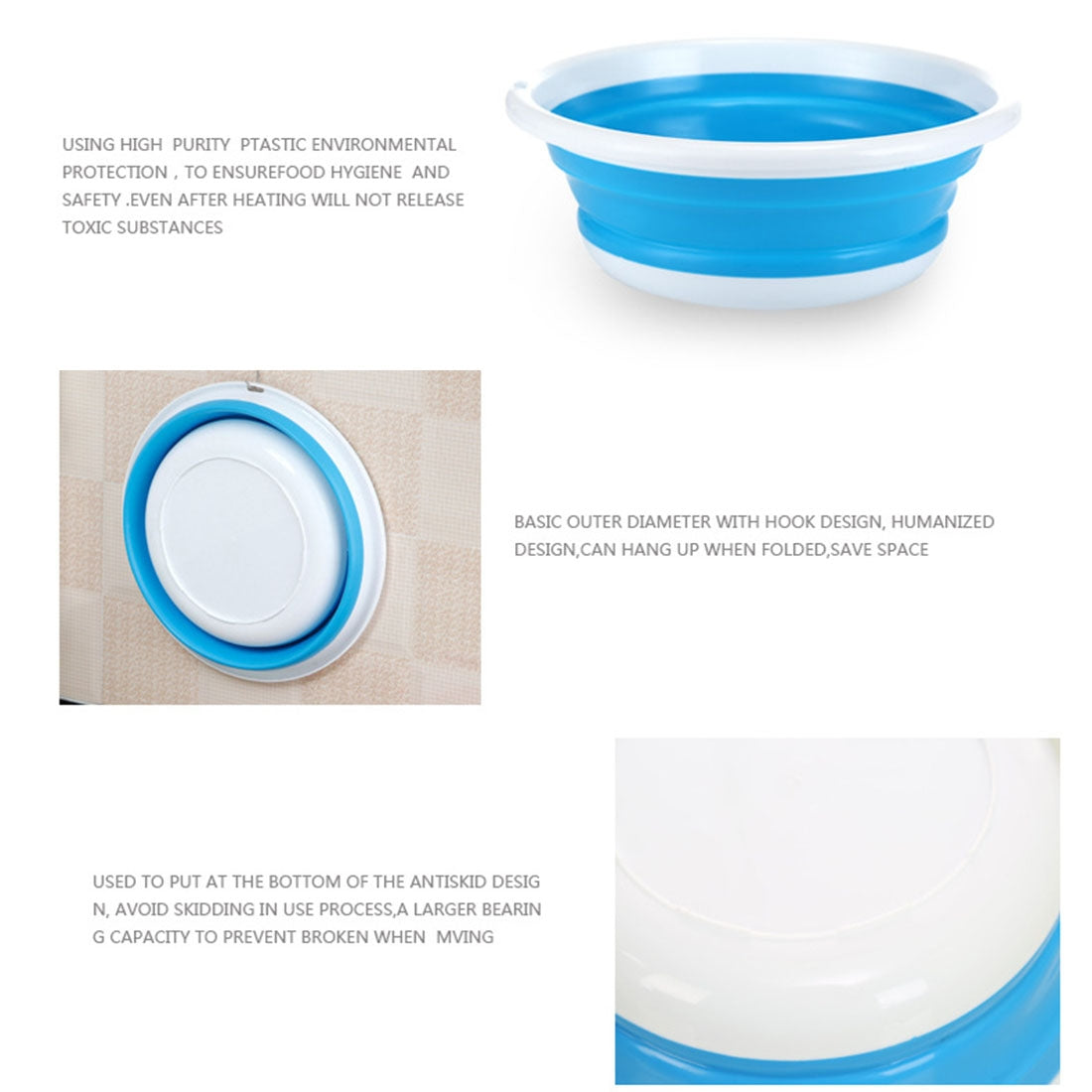 ELECTROPRIME Home Portable Environmental Silicone Travel Folding Wash Basin, Size: M