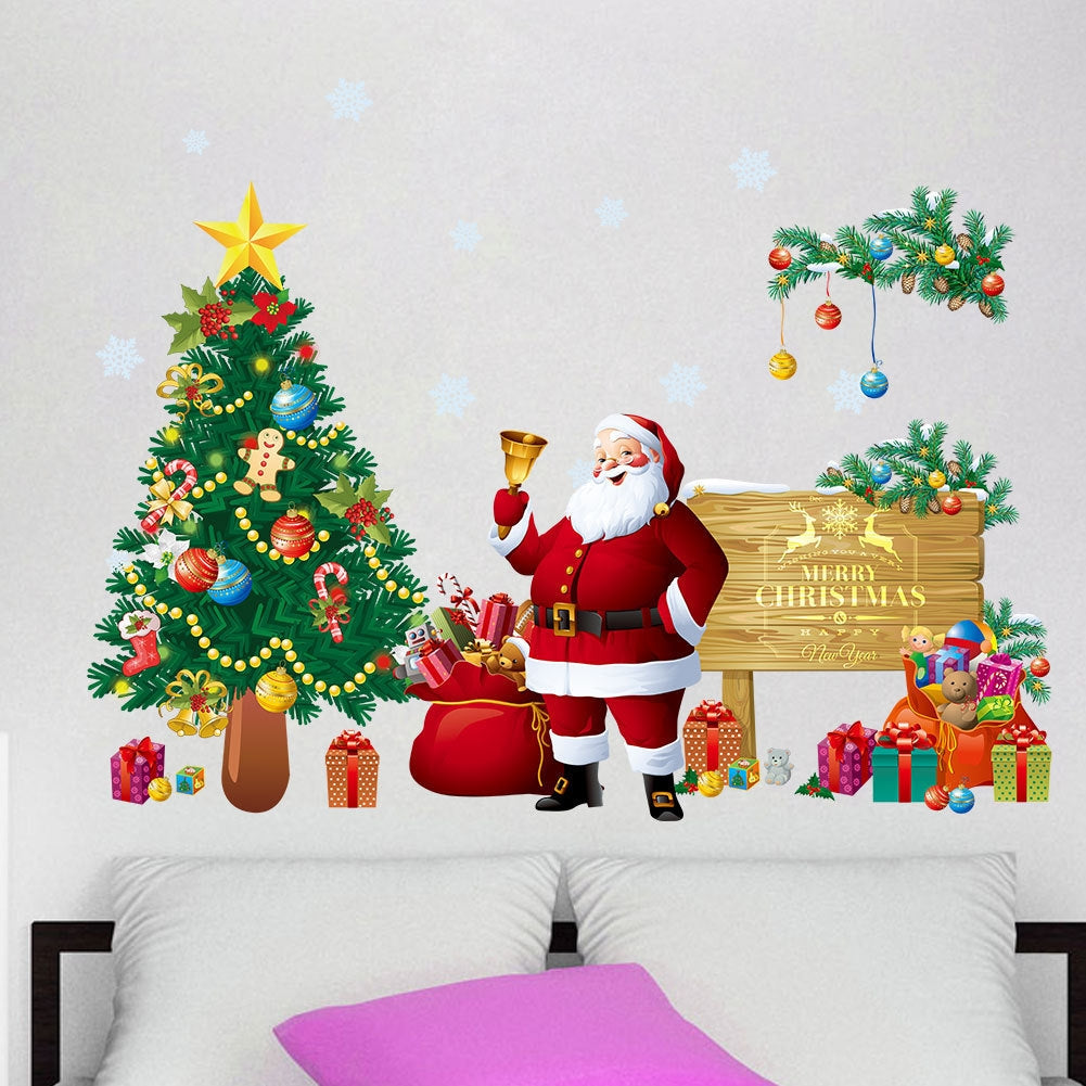 ELECTROPRIME Christmas Tree Santa Claus Living Room Bedroom Removable Wall Sticker Decoration