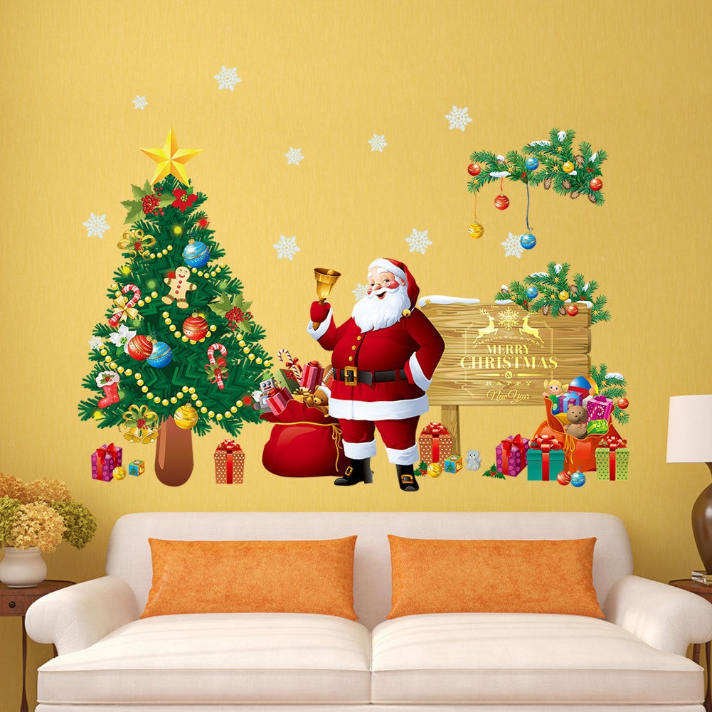 ELECTROPRIME Christmas Tree Santa Claus Living Room Bedroom Removable Wall Sticker Decoration