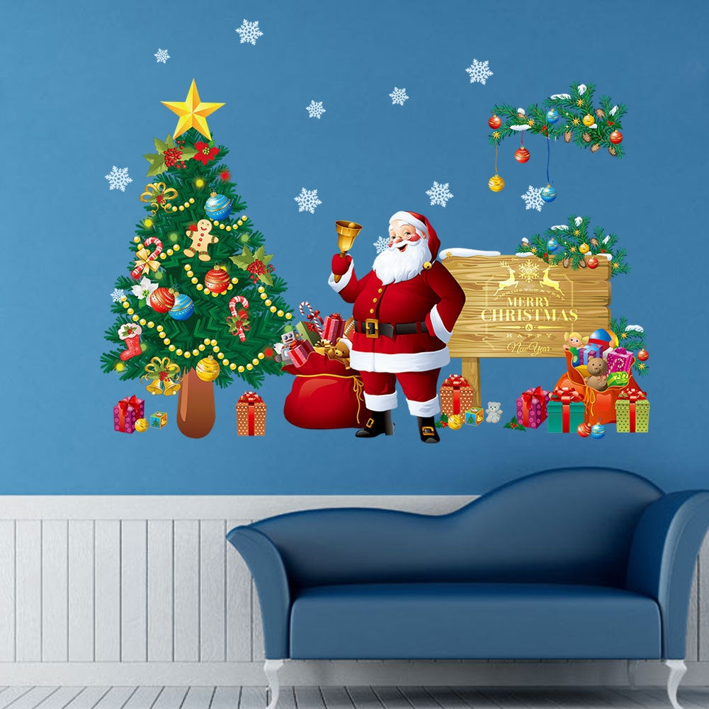 ELECTROPRIME Christmas Tree Santa Claus Living Room Bedroom Removable Wall Sticker Decoration