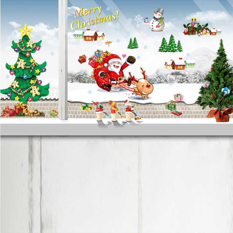 ELECTROPRIME Christmas Tree Sleigh Santa Claus Window Glass Door Removable Christmas Wall Sticker Decoration