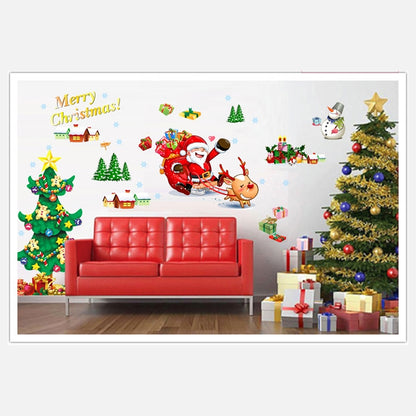 ELECTROPRIME Christmas Tree Sleigh Santa Claus Window Glass Door Removable Christmas Wall Sticker Decoration