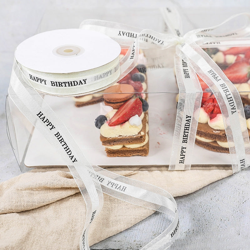 ELECTROPRIME English Letter Colored Printed Ribbons Gift Bouquet Ribbons Bowknot Flowers Packaging Ribands , Size: 45m x 2.5cm(Silver)