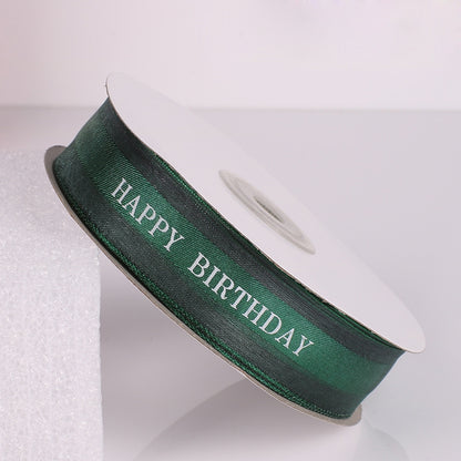ELECTROPRIME English Letter Colored Printed Ribbons Gift Bouquet Ribbons Bowknot Flowers Packaging Ribands , Size: 45m x 2.5cm(Wine Red)