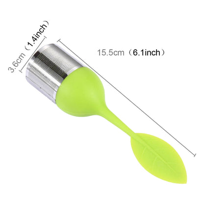 ELECTROPRIME Food Grade Leaf Silicone Make Tea Bag Stainless Steel Tea Strainers, Random Color Delivery