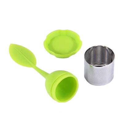 ELECTROPRIME Food Grade Leaf Silicone Make Tea Bag Stainless Steel Tea Strainers, Random Color Delivery