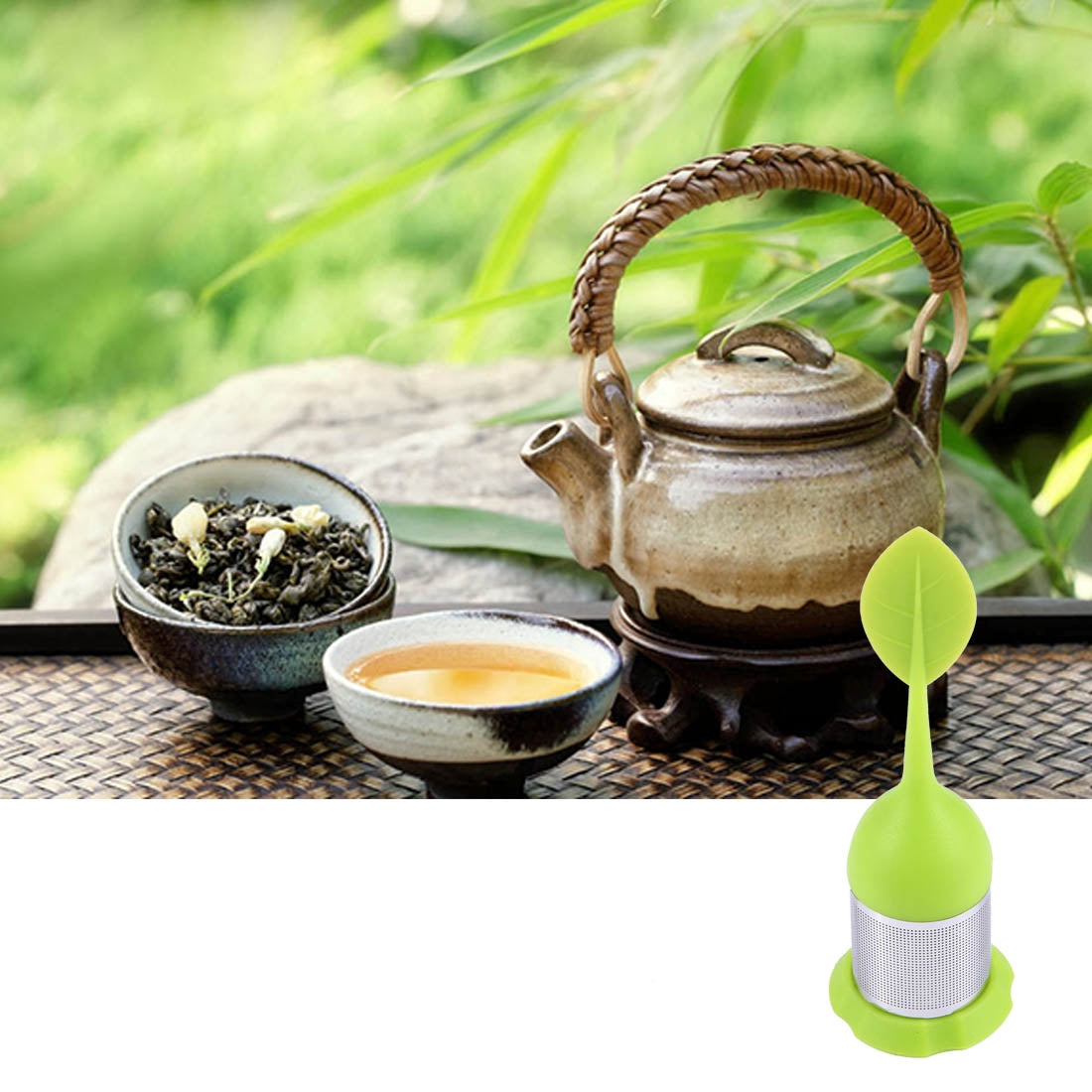 ELECTROPRIME Food Grade Leaf Silicone Make Tea Bag Stainless Steel Tea Strainers, Random Color Delivery