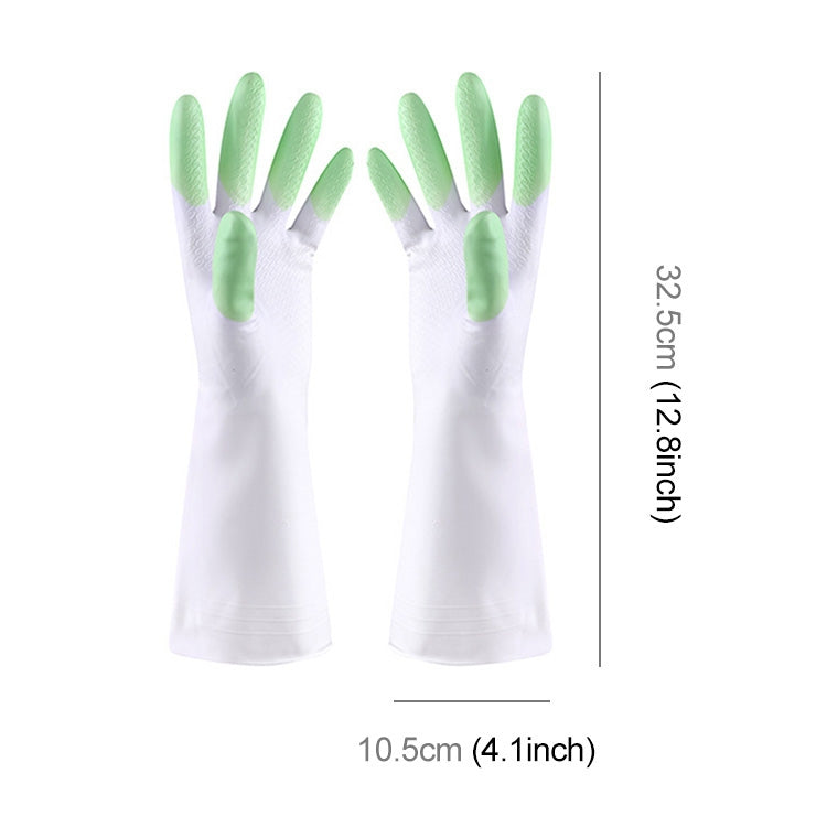 ELECTROPRIME 5 Pairs Sale Shark Housework Cleaning PVC Latex Gloves Waterproof Thicken Laundry Washing Gloves (Green)