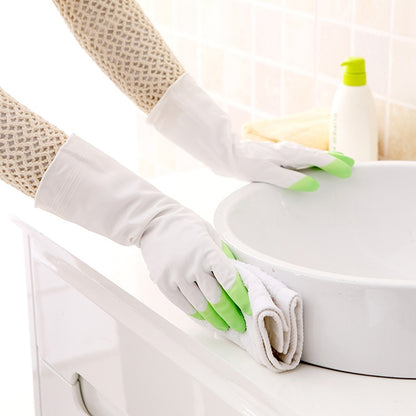 ELECTROPRIME 5 Pairs Sale Shark Housework Cleaning PVC Latex Gloves Waterproof Thicken Laundry Washing Gloves (Green)