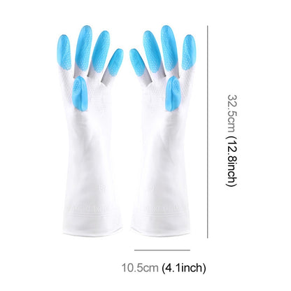ELECTROPRIME 5 Pairs Sale Shark Housework Cleaning PVC Latex Gloves Waterproof Thicken Laundry Washing Gloves (Blue)