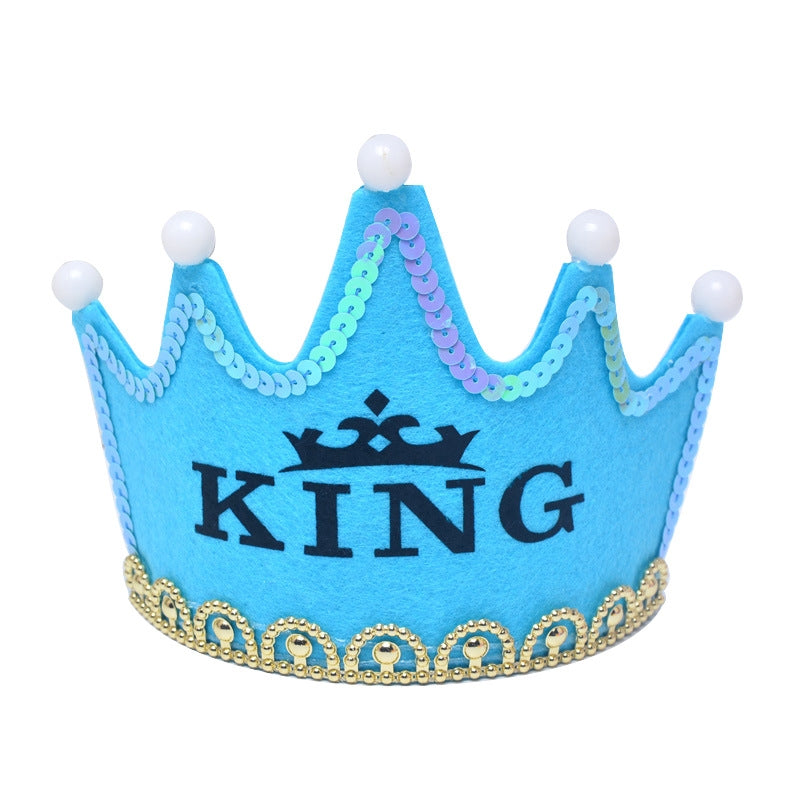 ELECTROPRIME Exquisite Non-woven Fabric Children Birthday Party LED Luminous Hairband Decorative Hat, Size: 12*10.5cm, Random Color Delivery