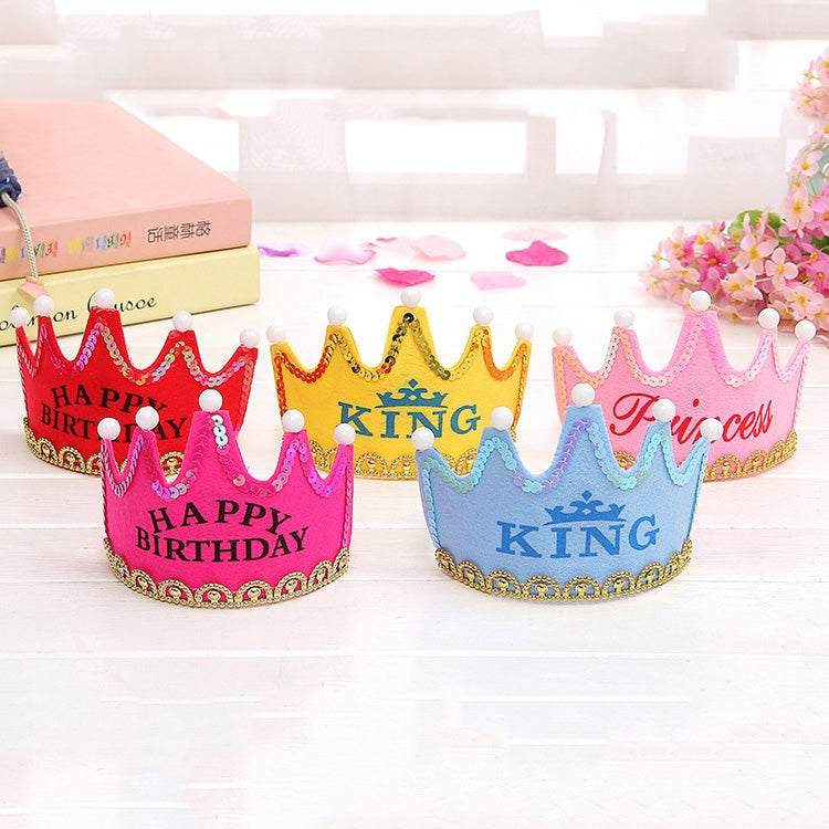 ELECTROPRIME Exquisite Non-woven Fabric Children Birthday Party LED Luminous Hairband Decorative Hat, Size: 12*10.5cm, Random Color Delivery