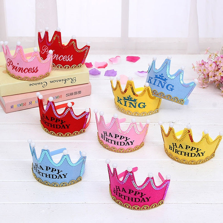 ELECTROPRIME Exquisite Non-woven Fabric Children Birthday Party LED Luminous Hairband Decorative Hat, Size: 12*10.5cm, Random Color Delivery
