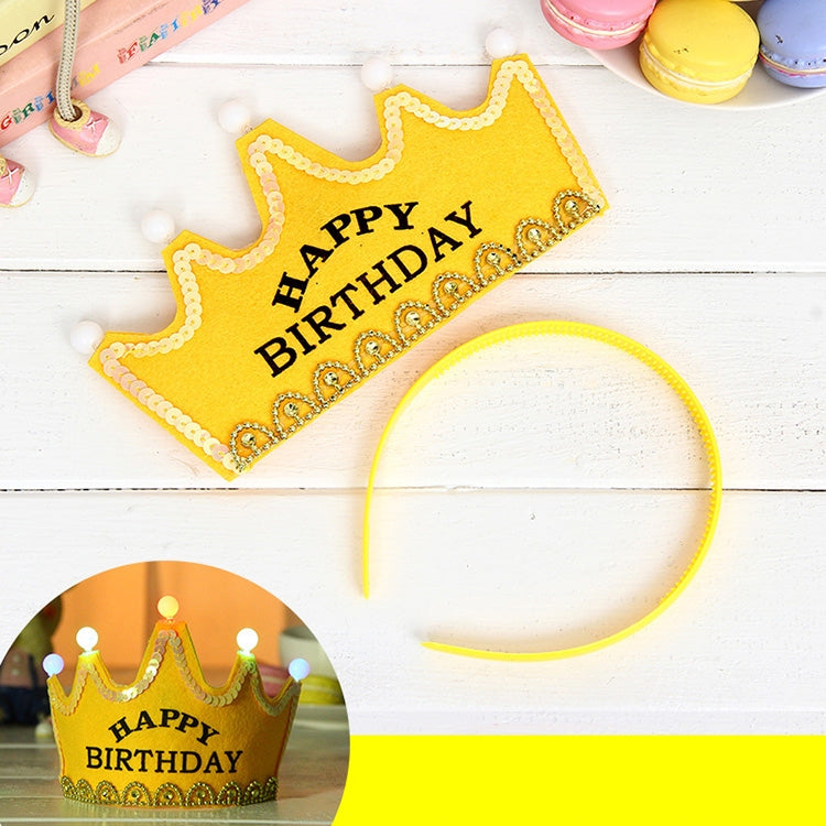 ELECTROPRIME Exquisite Non-woven Fabric Children Birthday Party LED Luminous Hairband Decorative Hat, Size: 12*10.5cm, Random Color Delivery