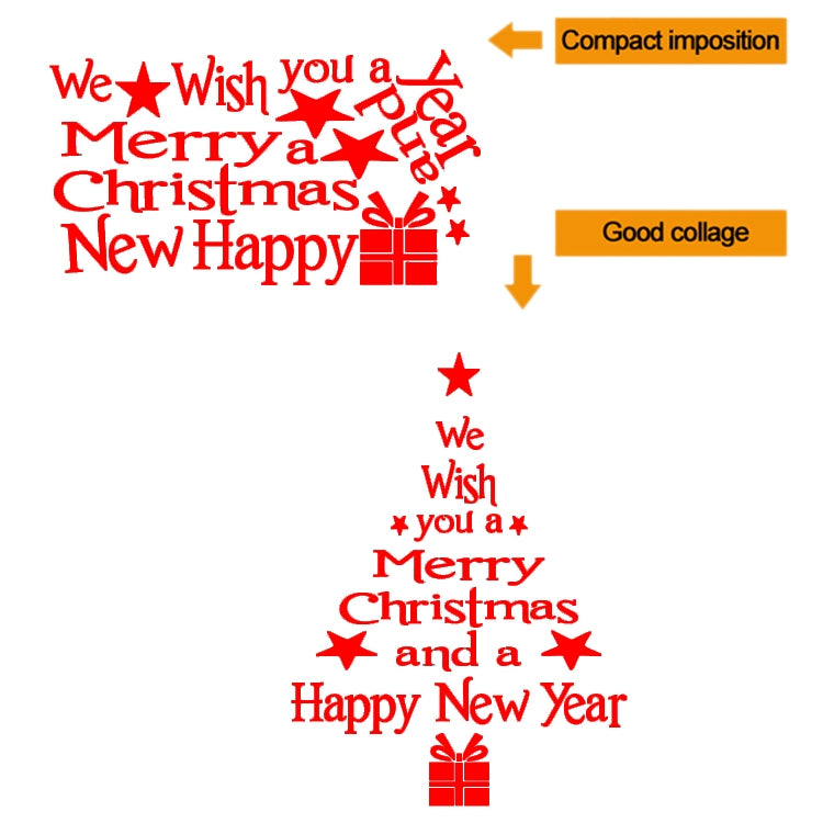 ELECTROPRIME Blessing Christmas Tree Living Room Window Glass Door Removable Christmas Wall Sticker Decoration(Red)