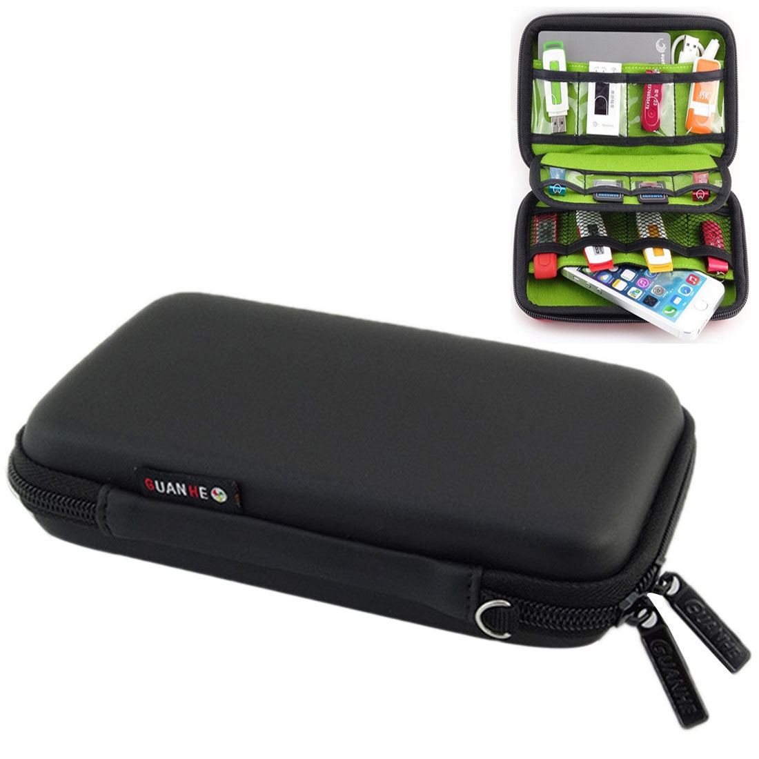 ELECTROPRIME Portable Multi-function EVA Material Digital Device Travel Storage Bag for Phone / Power Bank / USB Disk / SD Disk / PSP Console, Internal Size: 16.5*9.5*3.8cm(Black)