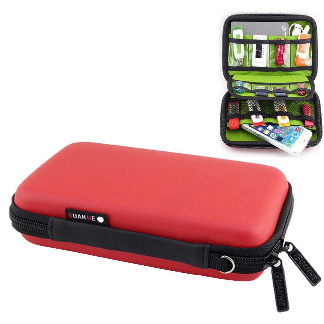 ELECTROPRIME Portable Multi-function EVA Material Digital Device Travel Storage Bag for Phone / Power Bank / USB Disk / SD Disk / PSP Console, Internal Size: 16.5*9.5*3.8cm(Red)