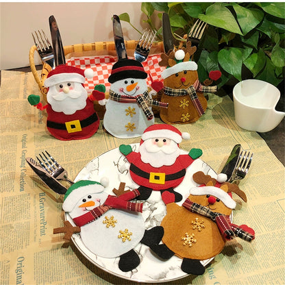 ELECTROPRIME Elk Pattern Tableware Knife Fork Pocket Cover Bag Christmas Decoration