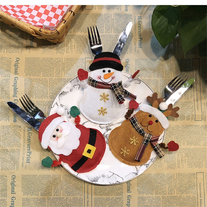 ELECTROPRIME Snowman Pattern Tableware Knife Fork Pocket Cover Bag Christmas Decoration