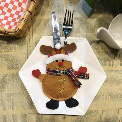 ELECTROPRIME Elk Pattern Tableware Knife Fork Pocket Cover Bag Christmas Decoration