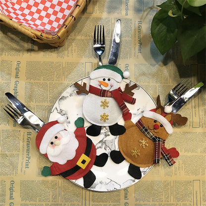 ELECTROPRIME Elk Pattern Tableware Knife Fork Pocket Cover Bag Christmas Decoration
