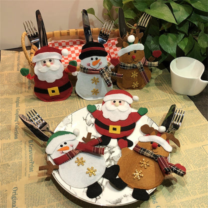 ELECTROPRIME Snowman Pattern Tableware Knife Fork Pocket Cover Bag Christmas Decoration