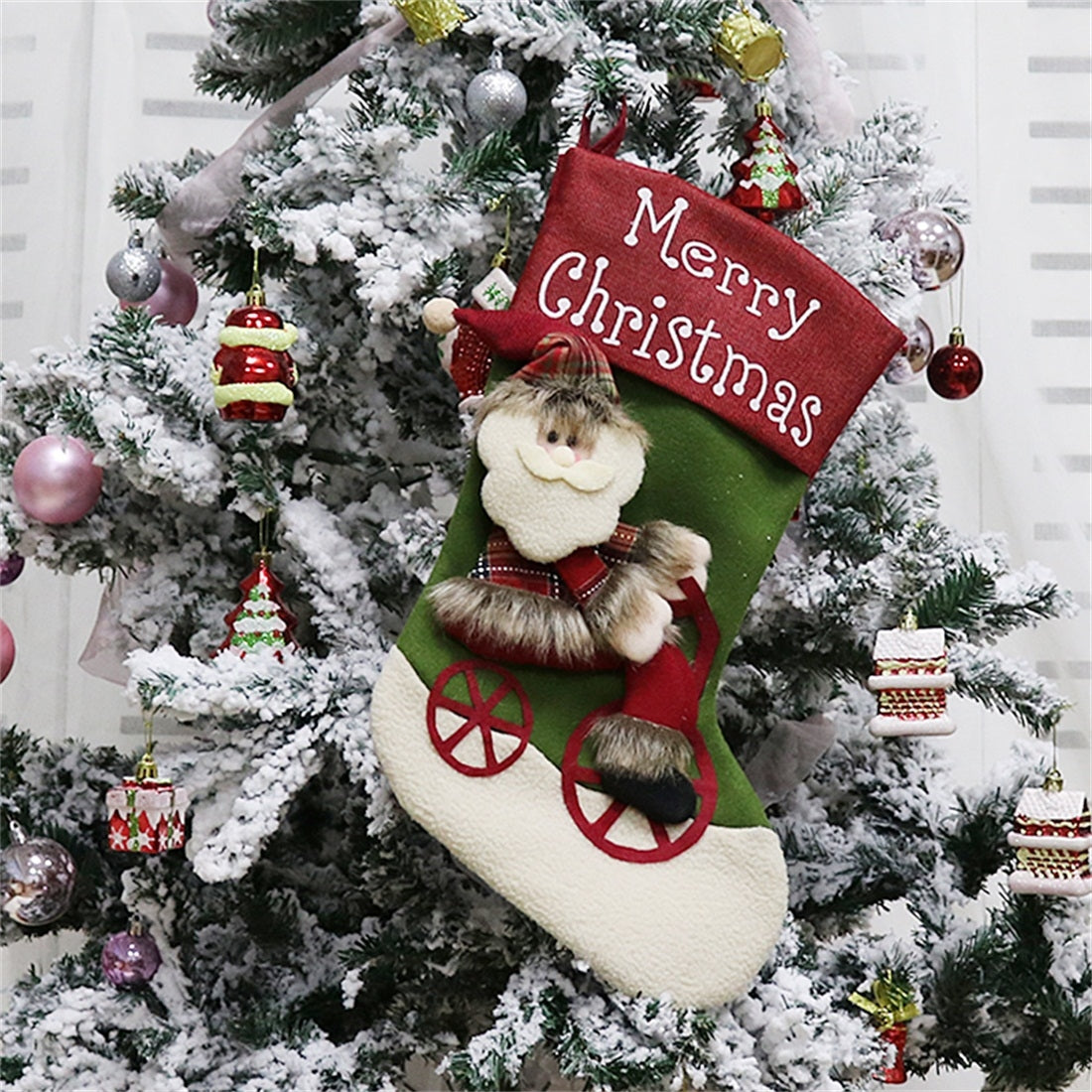 ELECTROPRIME CX192019 Santa Claus Pattern Christmas Sock Gift Bag Christmas Tree Pendant Decoration