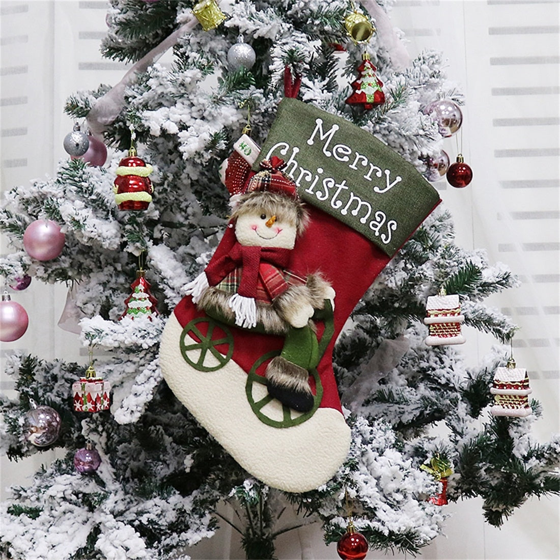 ELECTROPRIME CX192019 Snowman Pattern Christmas Sock Gift Bag Christmas Tree Pendant Decoration