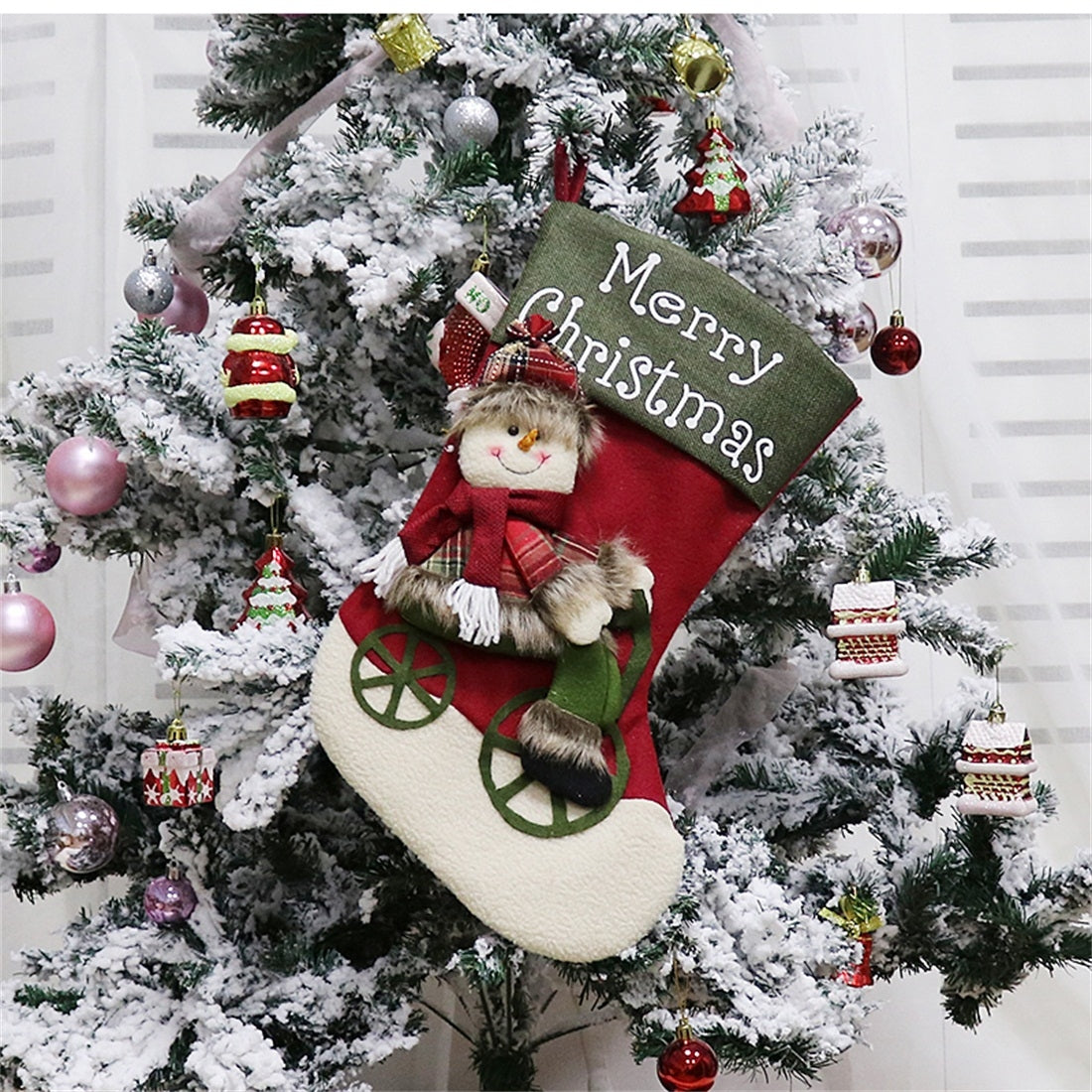 ELECTROPRIME CX192019 Snowman Pattern Christmas Sock Gift Bag Christmas Tree Pendant Decoration