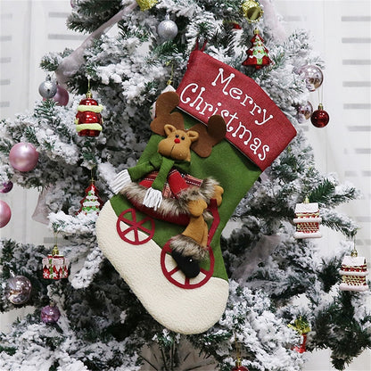 ELECTROPRIME CX192019 Elk Pattern Christmas Sock Gift Bag Christmas Tree Pendant Decoration