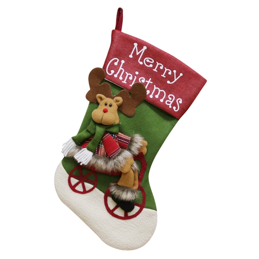 ELECTROPRIME CX192019 Elk Pattern Christmas Sock Gift Bag Christmas Tree Pendant Decoration