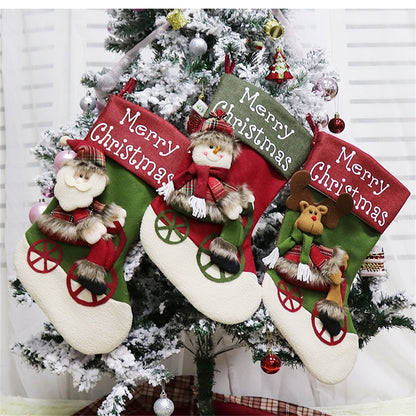 ELECTROPRIME CX192019 Elk Pattern Christmas Sock Gift Bag Christmas Tree Pendant Decoration