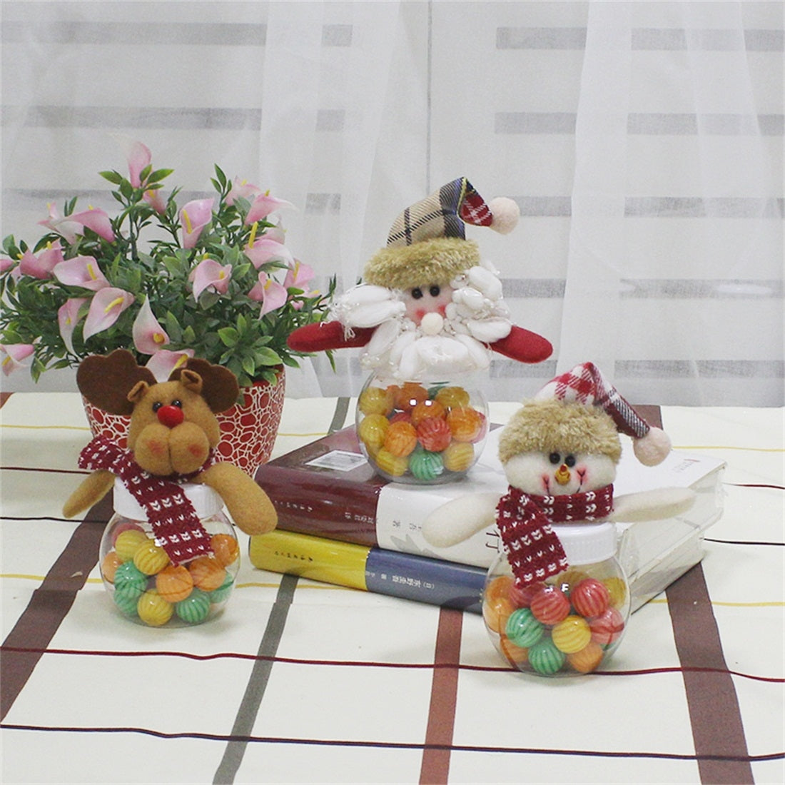ELECTROPRIME Circle Shape Santa Claus Candy Jar Christmas Decoration
