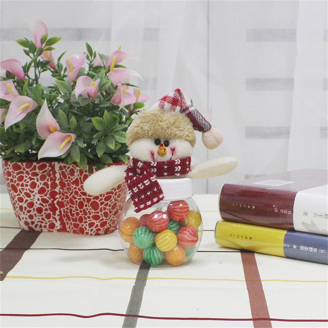ELECTROPRIME Circle Shape Snowman Candy Jar Christmas Decoration