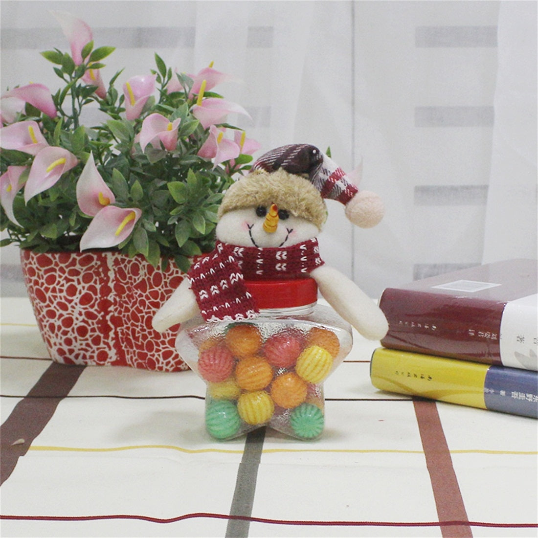 ELECTROPRIME Star Shape Snowman Candy Jar Christmas Decoration