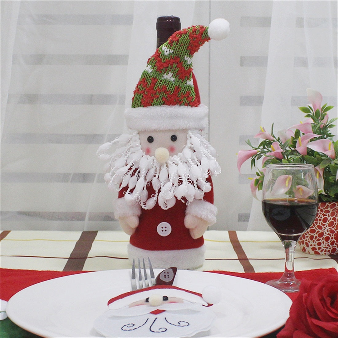 ELECTROPRIME Santa Claus Pattern Wine Bottle Bag Christmas Decoration