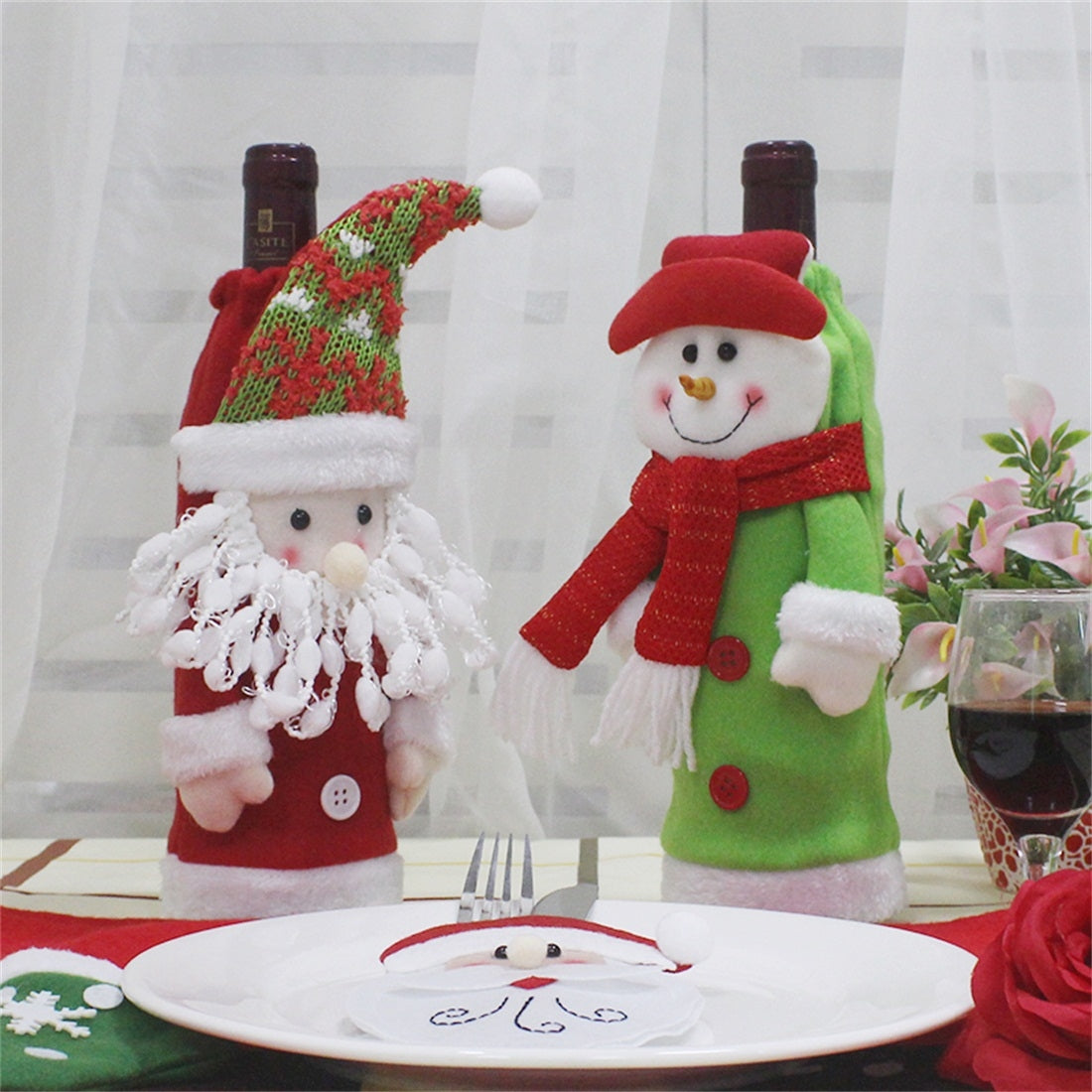 ELECTROPRIME Santa Claus Pattern Wine Bottle Bag Christmas Decoration