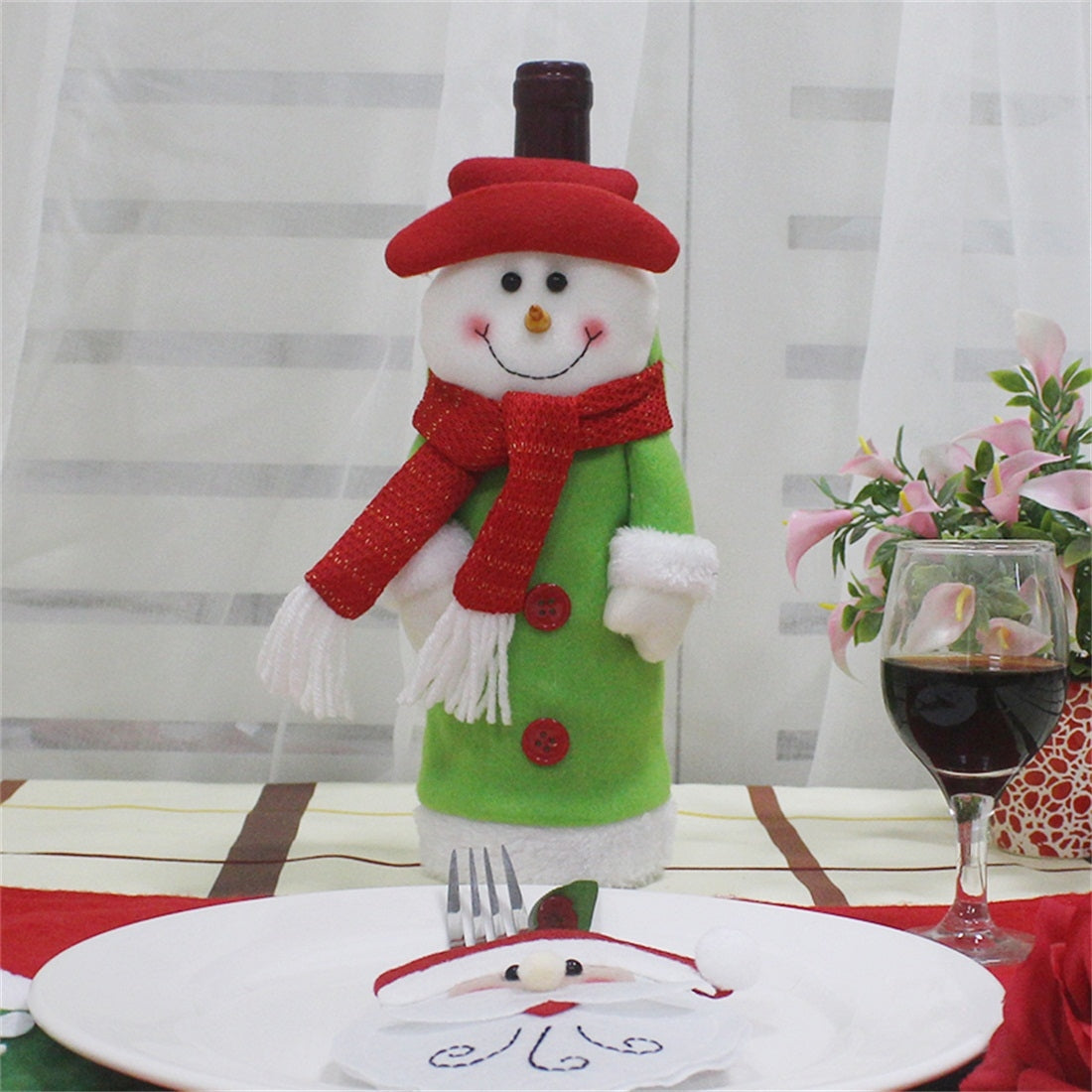 ELECTROPRIME Snowman Pattern Wine Bottle Bag Christmas Decoration