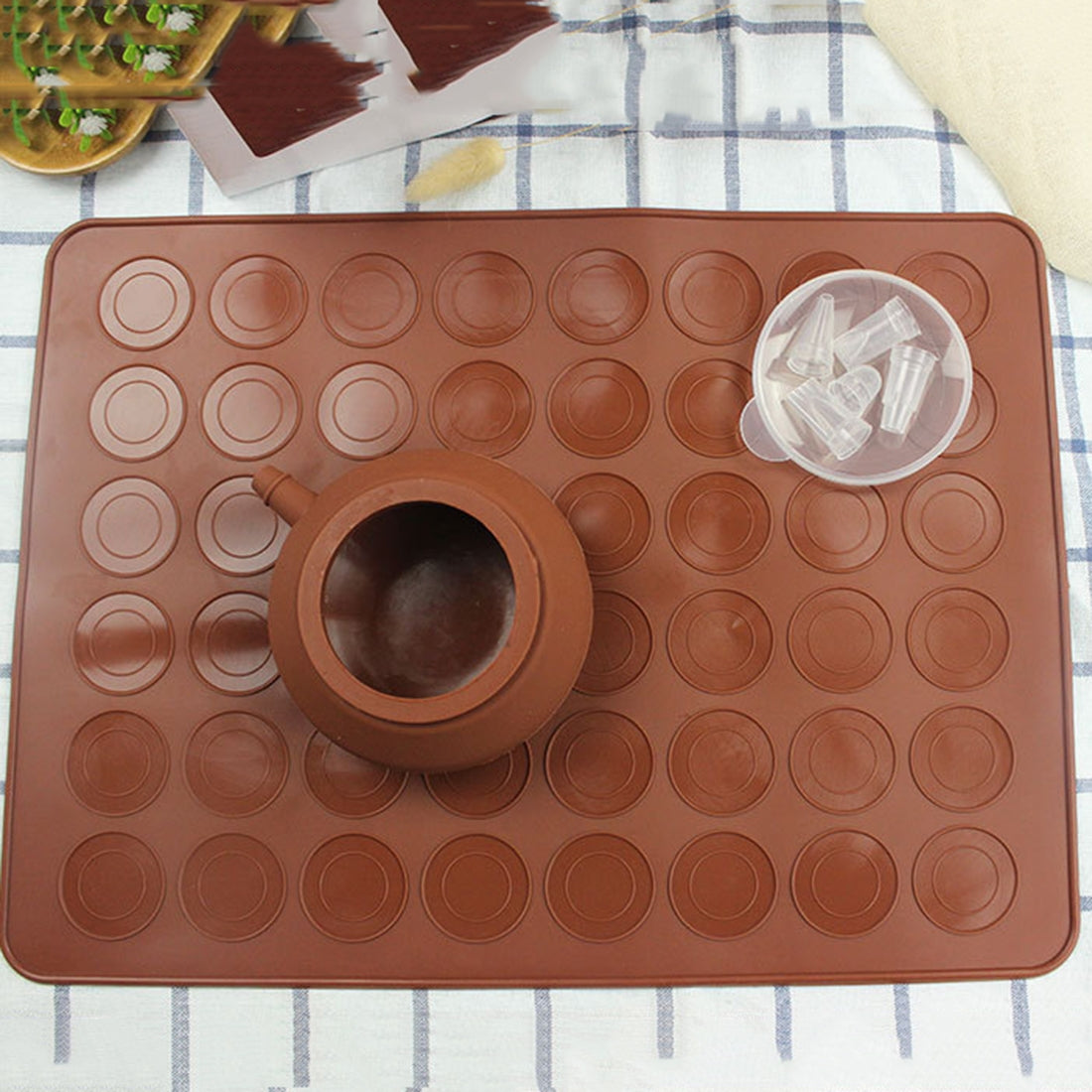 ELECTROPRIME Kitchen Roast Large Size Silicone Pad + Framed Pot + Color Box Baking Macaron Mold Suit