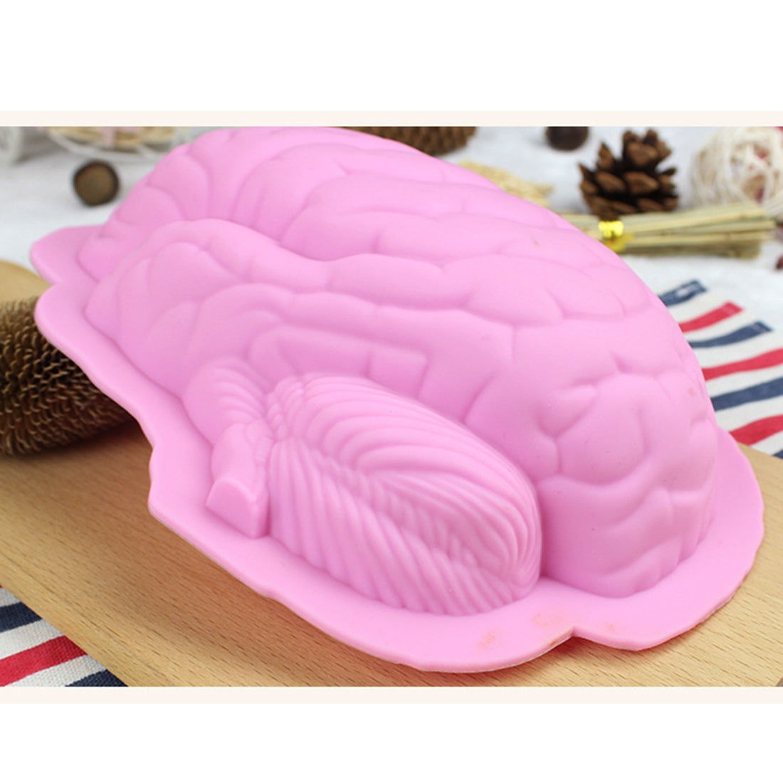 ELECTROPRIME Human Brain Shape Silicone Baking Halloween Cake Mold Pudding Dessert Mold(Pink)