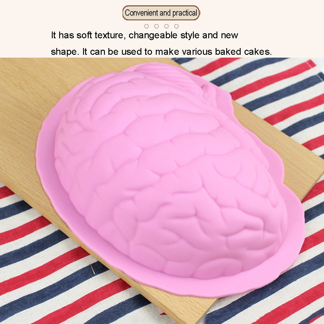 ELECTROPRIME Human Brain Shape Silicone Baking Halloween Cake Mold Pudding Dessert Mold(Pink)