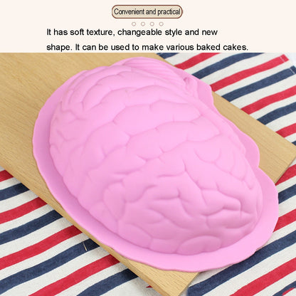 ELECTROPRIME Human Brain Shape Silicone Baking Halloween Cake Mold Pudding Dessert Mold(Pink)